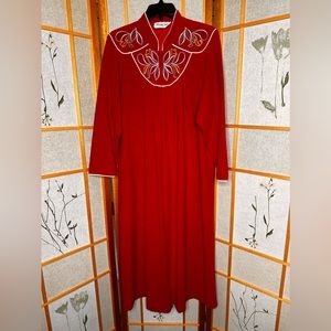 Vintage Vanity Fair Shevelva Robe Red House Coat Half Zip MEDIUM USA